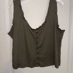 Wild Fable Olive Green Button-Up Women's Tank